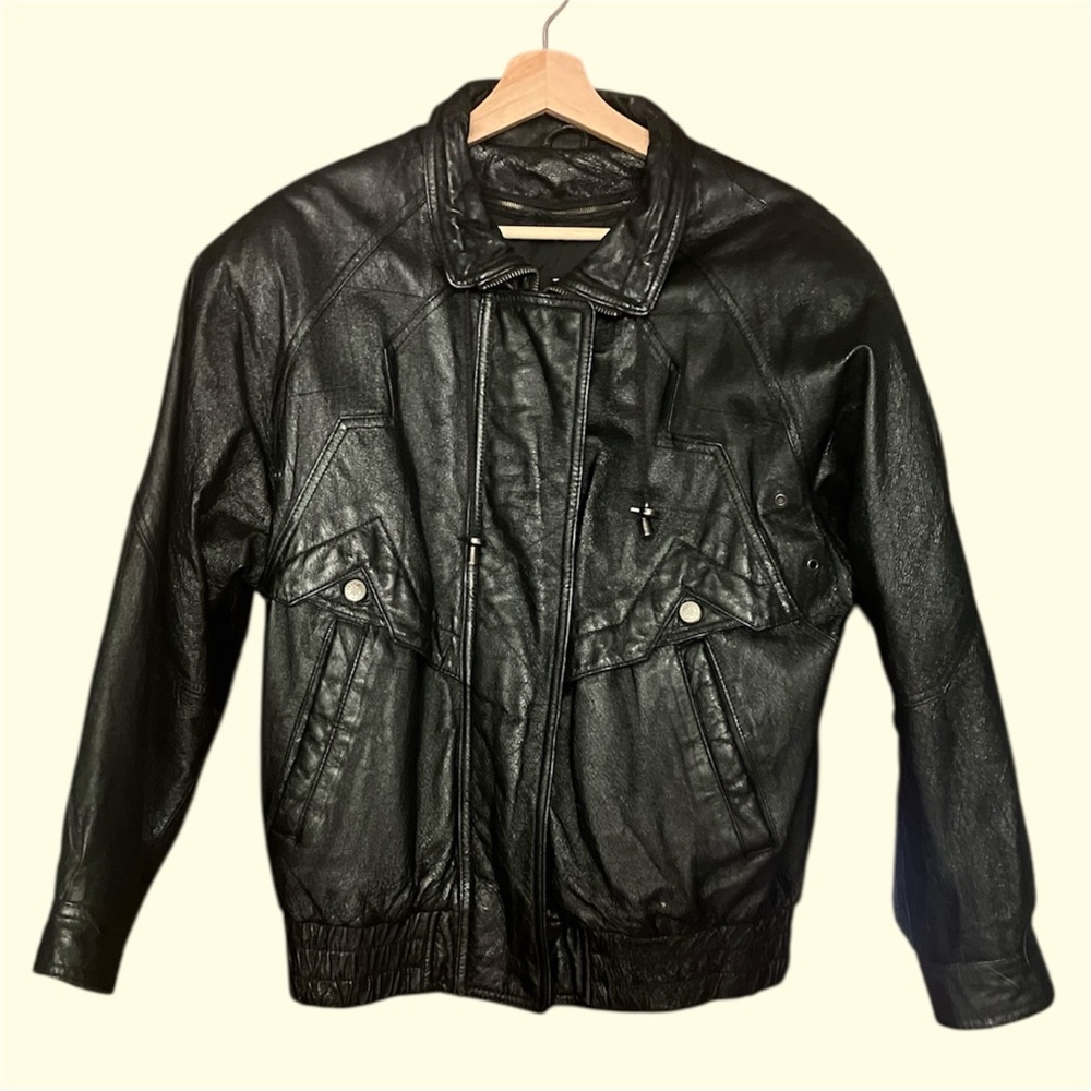 Wilson Black Leather Bomber Jacket